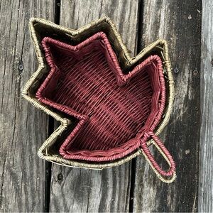 AUTUMN LEAF SHAPED RATTAN WICKER BASKETS SET OF 2